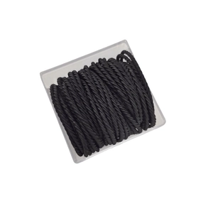 Set of high-elastic black braided hair ties in transparent packaging for women