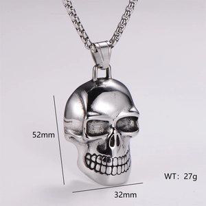 Skull Pendant Necklace 304 Stainless Steel Gothic Punk Hip Hop Polished Statement Jewelry Accessory For Men