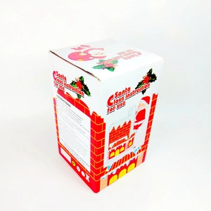 Animated Santa Claus climbing chimney Christmas ornament in a detailed white and red retail box