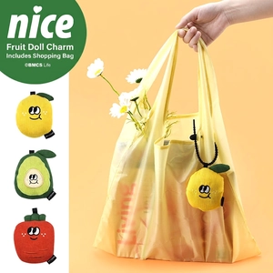 Foldable Shopping Bag Cute Cartoon Fruit Corduroy Plush Pendant Portable Eco Friendly Reusable Tote For Outdoor