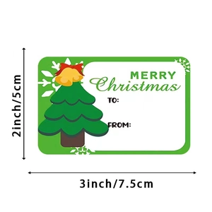 250 Christmas gift label stickers with green Christmas tree design for holiday packaging