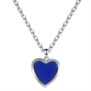 Locket necklace with color changing heart pendant on a silver stainless steel chain