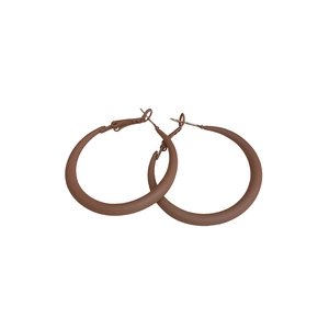 Minimalist matte brown hollow hoop earrings with silver pins for a stylish feminine look