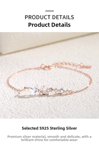 Détail du bracelet papillon en argent sterling S925 en or rose avec pierres zircons