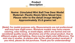 Detailed view of dollhouse miniature Christmas tree and reindeer model set specifications