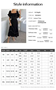 Detailed size guide and material composition table for this bohemian short sleeve dress