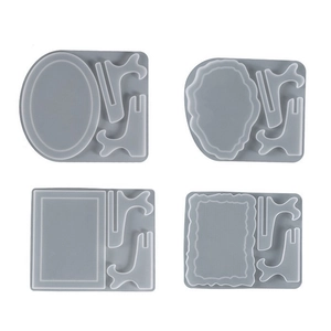 Set di stampi in silicone per cornici in resina con forme rettangolari e ondulate e basi