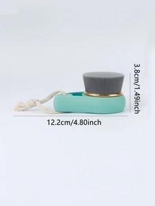 Detail showing dimensions of the mint green facial brush with soft bamboo charcoal bristles