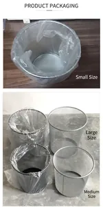 Three sizes of round metal mesh waste bins in silver and black metal finishes