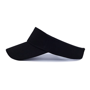 Classic black sun visor hat for running and sports with cotton twill texture side view
