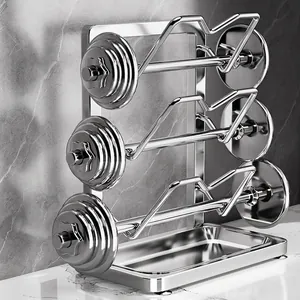 3-tier stainless steel pot lid rack and cutting board holder with a removable drip tray