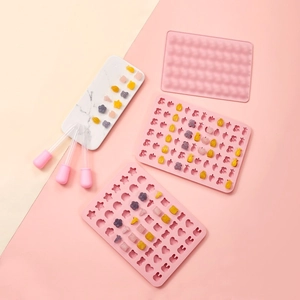 Silicone Gummy Bear Animal Fruit Mold With Dropper DIY Handmade Candy Chocolate Jelly Baking Tray Food Grade Flexible