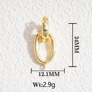Macro detail of 18K gold plated oval lobster clasp with 24mm size and weight dimensions