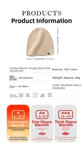 Especificaciones de tamaño e instrucciones de cuidado para el gorro de lana 100% pura