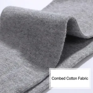 Close-up of premium grey combed cotton fabric with high-quality knit texture for socks