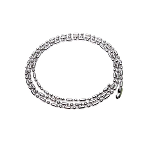 Polished 316L stainless steel bead and barrel link chain necklace in silver finish