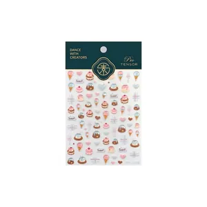 3D dessert-themed nail stickers with ice cream and cupcake designs in pastel macaron colors
