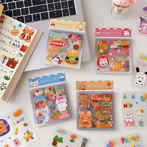 Cute waterproof DIY scrapbook stickers with puppy rabbit and bear themes for decoration