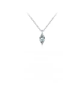 Detailed view of marquise-cut moissanite pendant with elegant silver claw setting