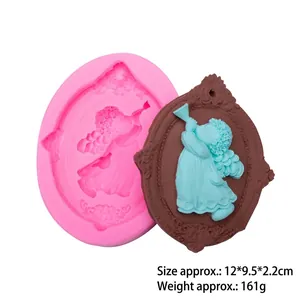 Stampo in silicone con rilievo angelo stile europeo per decorazione torte e pasticceria