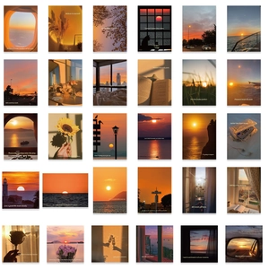 Set of 30 sunset aesthetic waterproof stickers with inspirational quotes for journals