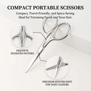 Men's beard grooming kit featuring silver stainless steel scissors with engraved handle