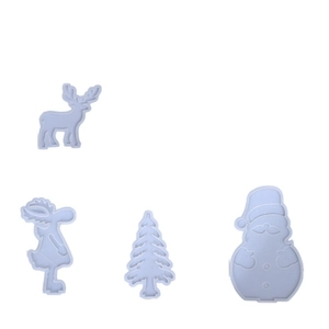 Christmas silicone mold set featuring Santa Claus, reindeer, and Xmas tree for DIY resin crafts