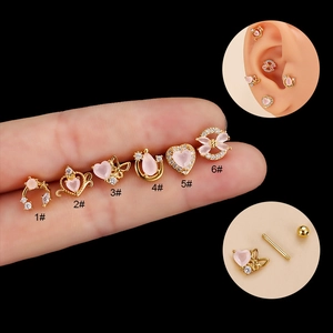 Boucles d'oreilles cœur rose en acier inoxydable avec fermoir à vis sécurisé