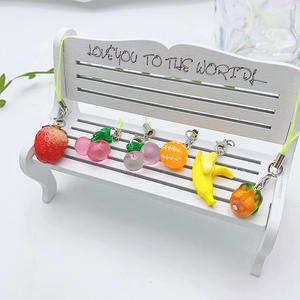 Pastoral style creative 3D fruit phone charms set with resin strawberry and grapes