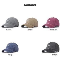 Palette de couleurs des casquettes en coton délavé avec broderie CIA en cinq tons