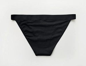 Detail shot of black cotton seamless panties showing fine breathable knit texture and finish