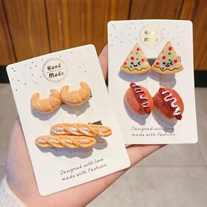 Funny food resin hair clips with pizza hot dog and bread shapes for creative hair styling
