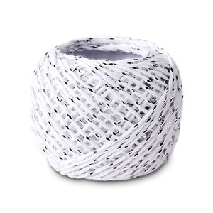 3-strand cotton rope with silver metallic glitter thread for DIY crafts, 18m roll