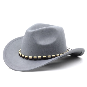 Classic gray wool felt fedora with vintage beaded band for men and women