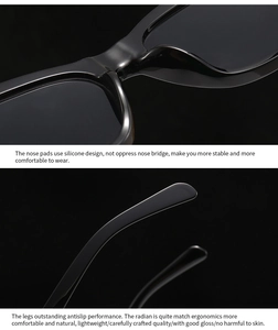 Detailansicht der ergonomischen Nasenpads und Bügel an der schwarzen Cat-Eye-Sonnenbrille