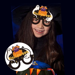 Halloween paper glasses photo props party decoration funny black frame cat ghost design
