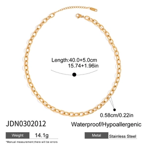 Detailed size chart showing 40+5cm length and 0.58cm width of gold butterfly necklace