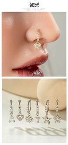 Détails de piercings de nez en cuivre et zircon avec pendentifs en croix et étoile