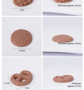 Detailed size specifications for realistic fake cookie models in three different shapes