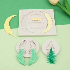Ensemble de moules en silicone feuille et plume pour fondant chocolat et argile DIY