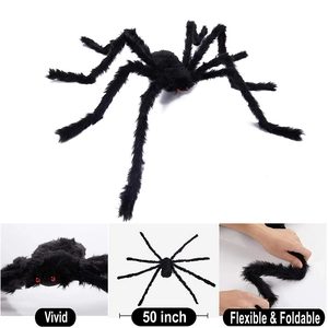 50-inch giant black spider detail with vivid red eyes and flexible foldable legs