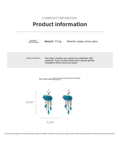 Spécifications de taille pour boucles d'oreilles bohèmes à pampilles en zircon bleu
