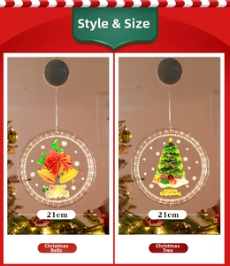 Detail view of 21cm LED Christmas hanging lights with Bell and Tree patterns