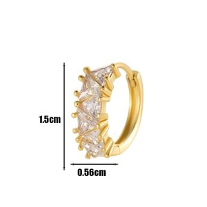 Vergoldeter Knorpelohrring aus Kupfer mit dreieckigem Zirkonia und 1,5 cm Abmessung