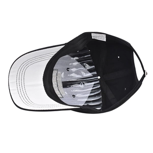 Detailed view of 100% cotton baseball cap interior with quality stitching and sweatband