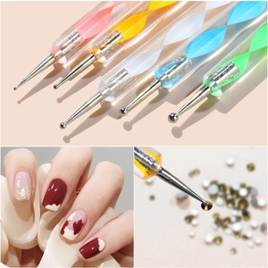 5-piece colorful dotting tool set for professional nail art and rhinestone application