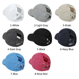 Breathable mesh ponytail baseball cap for women in eight various vibrant colors