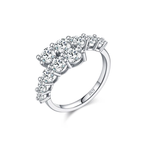 Elegant S925 sterling silver ring with VVS1 moissanite stones in a pavé setting