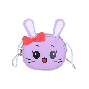 Cute purple bunny rabbit cartoon shoulder bag for kids made of premium PU leather
