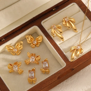 Schleife Anhänger Halskette Edelstahl Zirkon Eingelegt Mode Luxus Schmuck Für Frauen Mädchen